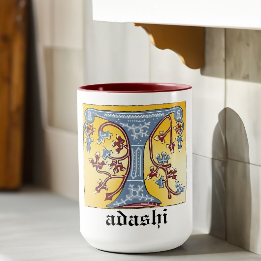 Verlichtingsbrief T (middeleeuwen blauw en rood) Mok