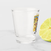 Verlichtingsbrief T (middeleeuwen blauw en rood) Shot Glas (Links)