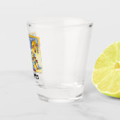 Verlichtingsbrief T (middeleeuwen blauw en rood) Shot Glas (Rechts)