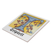 Verlichtingsbrief T (middeleeuwen blauw en rood) Tegeltje (Zijkant)