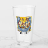 Verlichtingsbrief U (middeleeuws blauw en rood) Glas (Voorkant)