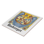 Verlichtingsbrief U (middeleeuws blauw en rood) Tegeltje (Zijkant)