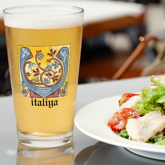 Verlichtingsbrief van middeleeuwen blauw en rood i glas