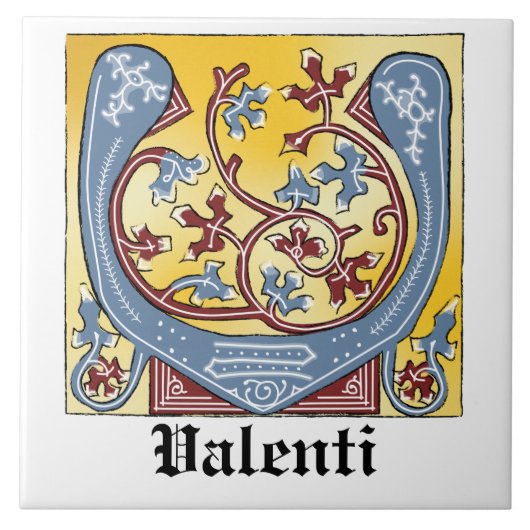 Verlichtingsbrief van middeleeuwen blauw en rood i tegeltje (Voorkant)