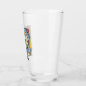 Verlichtingsbrief van middeleeuws blauw en rood ij glas (Links)