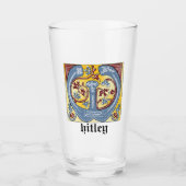 Verlichtingsbrief van middeleeuws blauw en rood ij glas (Voorkant)