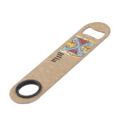 Verlichtingsbrief X bis (middeleeuwen blauw en roo Speed Flessenopener (Voorkant Gekanteld)