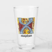 Verlichtingsbrief X (middeleeuws blauw en rood) Glas (Voorkant)