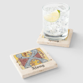 Verlichtingsbrief X (middeleeuws blauw en rood) Stenen Onderzetter