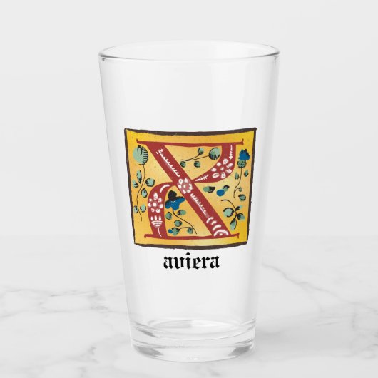 Verlichtingsbrief X monogram voor middeleeuwen Glas (Voorkant)