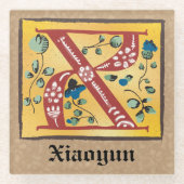 Verlichtingsbrief X monogram voor middeleeuwen Glazen Onderzetter (Voorkant)