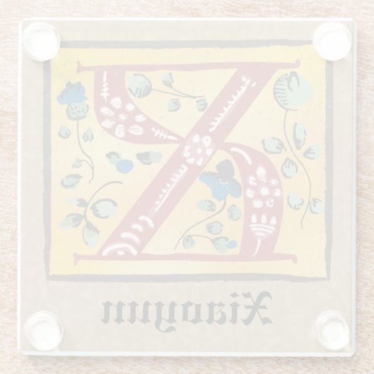 Verlichtingsbrief X monogram voor middeleeuwen Glazen Onderzetter (Achterkant)