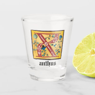 Verlichtingsbrief X monogram voor middeleeuwen Shot Glas