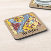 Verlichtingsbrief Y voor middeleeuwen blauw en roo Bier Onderzetter (Linkerzijde)