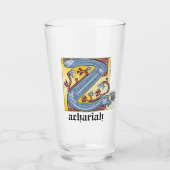 Verlichtingsbrief Z (middeleeuws blauw en rood) Glas (Voorkant)