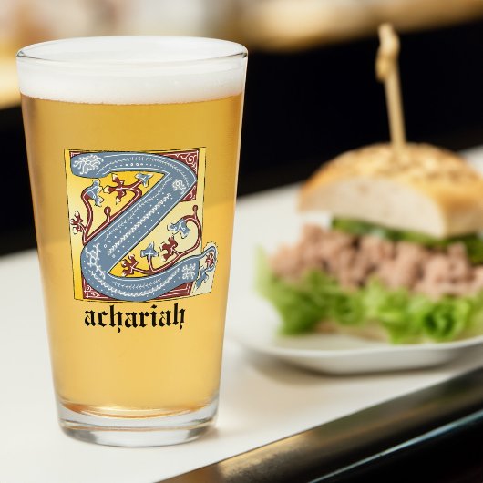 Verlichtingsbrief Z (middeleeuws blauw en rood) Glas