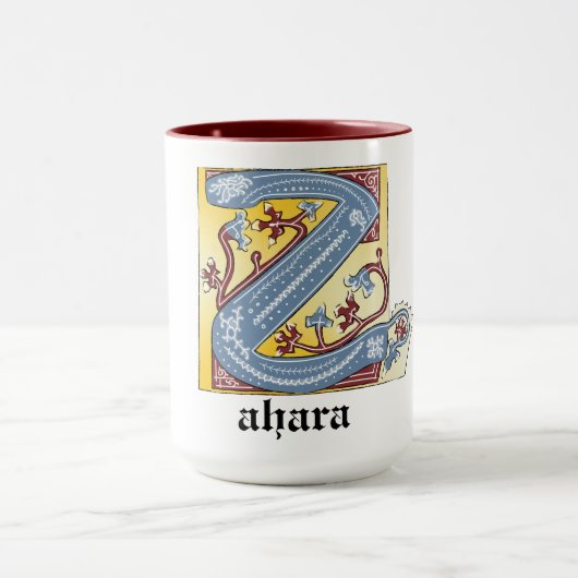 Verlichtingsbrief Z (middeleeuws blauw en rood) Mok (Midden)