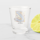 Verlichtingsbrief Z (middeleeuws blauw en rood) Shot Glas (Achterkant)