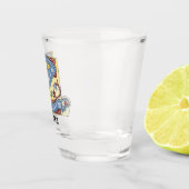 Verlichtingsbrief Z (middeleeuws blauw en rood) Shot Glas (Rechts)