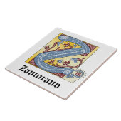 Verlichtingsbrief Z (middeleeuws blauw en rood) Tegeltje (Zijkant)