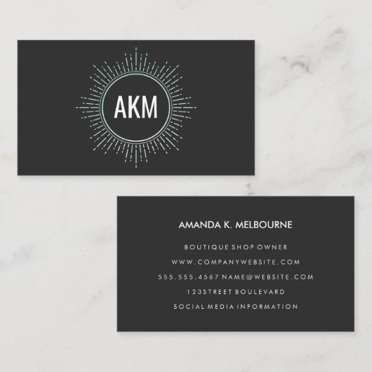 Verlichtingselementen monogram visitekaartje (Voorkant / Achterkant)