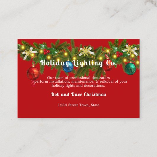 Verlichtingsgraden voor kerstfeestdagen visitekaartje (Voorkant)