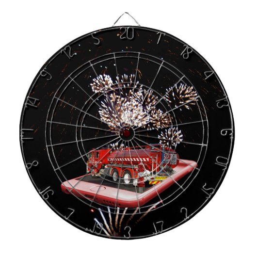 Verlichtingskunst van de brandweermotor; dartbord (Voorkant)