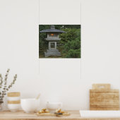 Verlichtingslantaarn in de Japanse tuin Poster (Keuken)