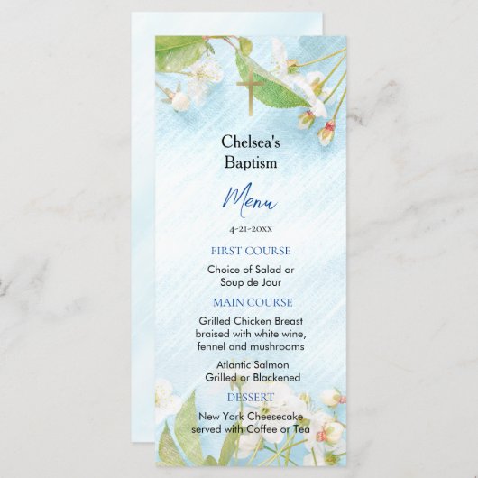 Verlichtingsorthodox Christelijk baptisme Menu (Voorkant / Achterkant)