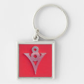 Verlichtingsscherm V8 Embleem op rood leder Sleutelhanger (Voorkant)