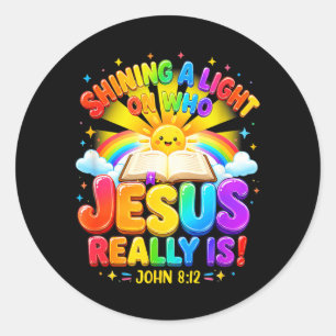 Verlichtingsstation dat licht werpt op wie Jezus i Ronde Sticker