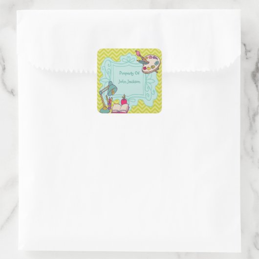 Verlichtingsstudie Gepersonaliseerde boekschotscho Vierkante Sticker (Tas)