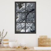 Verlichtingsvenster van Fake Window White Flower B Poster (Keuken)