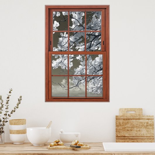 Verlichtingsvenster van FakeOminous White Flower B Poster (Keuken)