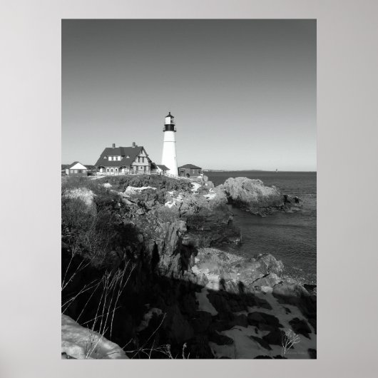 Verlichtingsvuurtoren voor zwarte en witte portlan poster (Voorkant)
