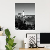 Verlichtingsvuurtoren voor zwarte en witte portlan poster (Thuiskantoor)