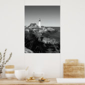 Verlichtingsvuurtoren voor zwarte en witte portlan poster (Keuken)