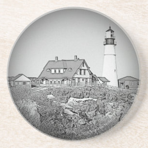 Verlichtingsvuurtoren voor zwarte en witte portlan zandsteen onderzetter