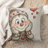Verliebter Schneemann mit Herzen Kussen (Deken)