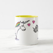 Verliebtes Einhorn und Nashorn Tweekleurige Koffiemok (Center)