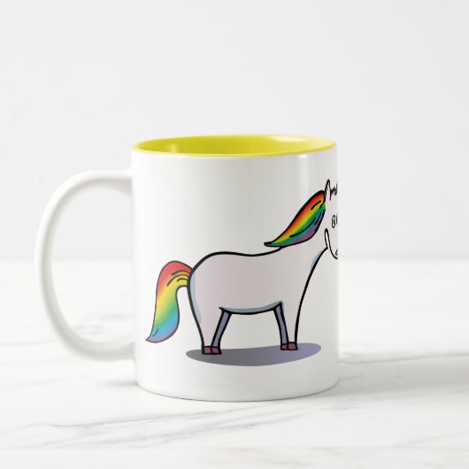 Verliebtes Einhorn und Nashorn Tweekleurige Koffiemok (Links)