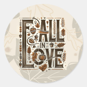 VERLIEF JE Retro herfst bruiloft feestje Ronde Sticker