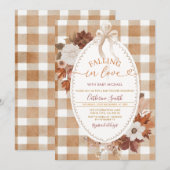 Verliefd Bloemen Baby shower Gingham Kaart (Voorkant / Achterkant)