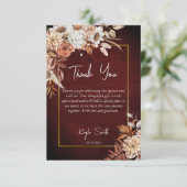 Verliefd boho gedroogde bruine rozen bruidsdouche bedankkaart (Staand voorkant)