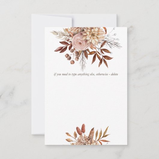 Verliefd boho gedroogde bruine rozen bruidsdouche bedankkaart (Achterkant)