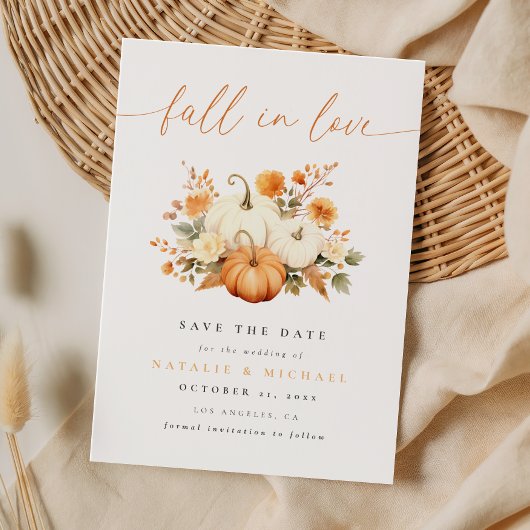Verliefd Boho Pompoen Bruiloft Save The Date