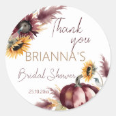 Verliefd boho pompoen zonnebloem bruidsmeisjesfees ronde sticker (Voorkant)