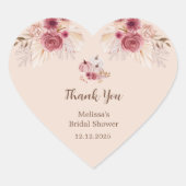 Verliefd Boho Roze Pompoen Bruiloftsborrel Hart Sticker (Voorkant)
