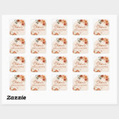 Verliefd Boho Terracotta Pompoen Bruiloft Feest Vierkante Sticker (Vel)