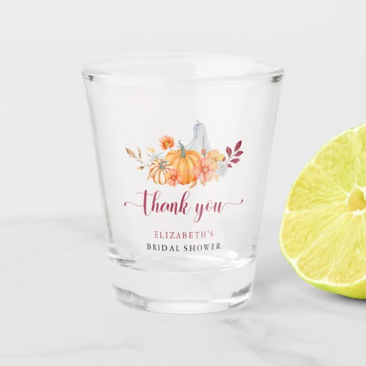 Verliefd Bruidsdouche Herfst Elegante Pompoen Shot Glas (Voorkant)